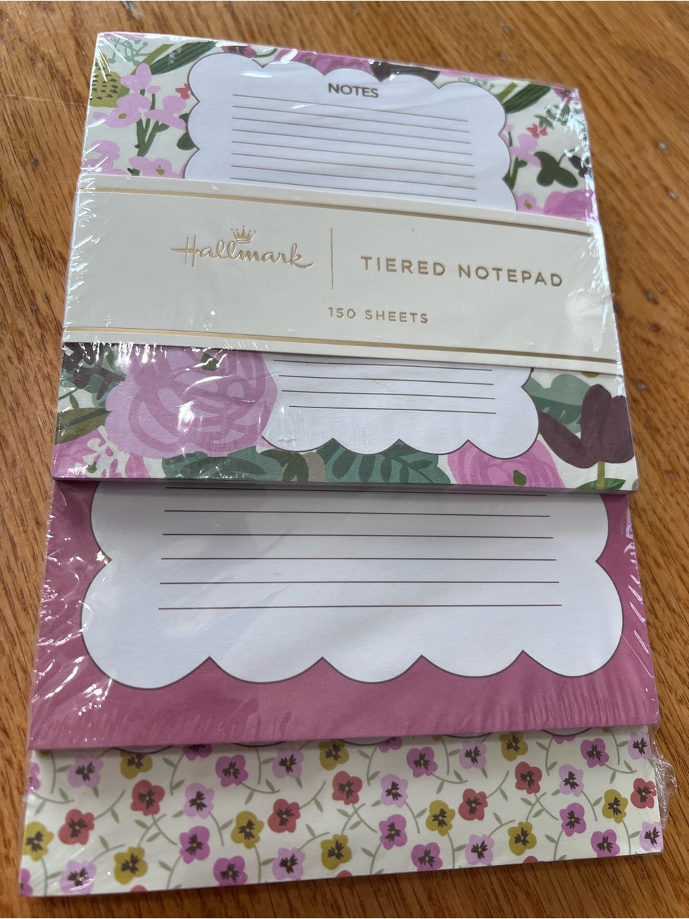 Hallmark Pink and Green Floral Tiered Notepad 150 sheets